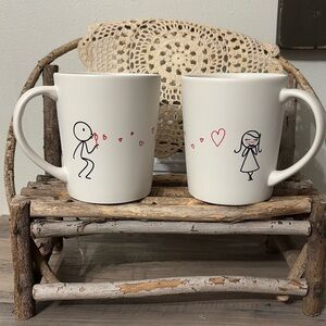 PRE OWNED Human Touch Coffee Mugs Treat it with Love Hearts Cartoon Valentine